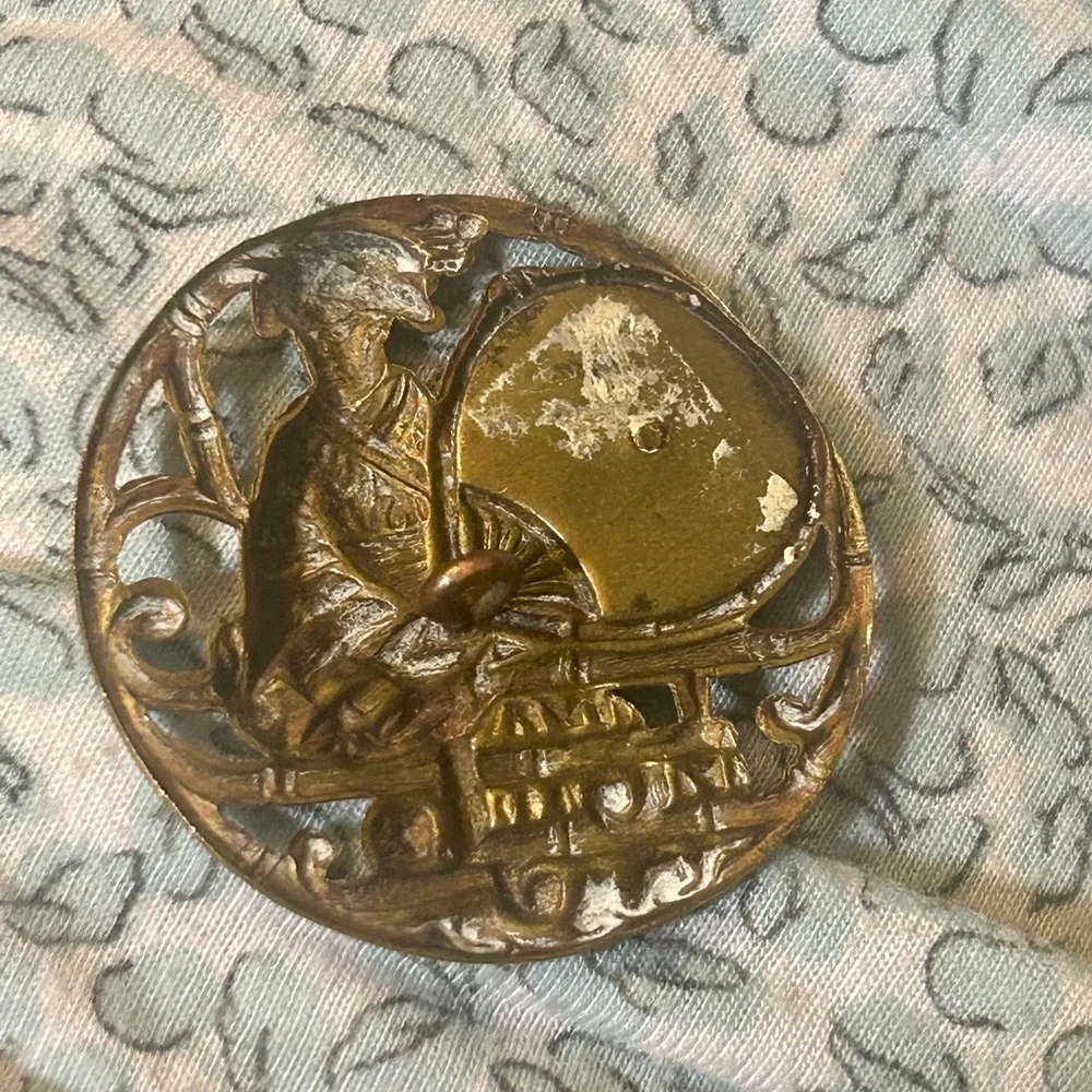 Steel Cut Button Antique Large Geisha